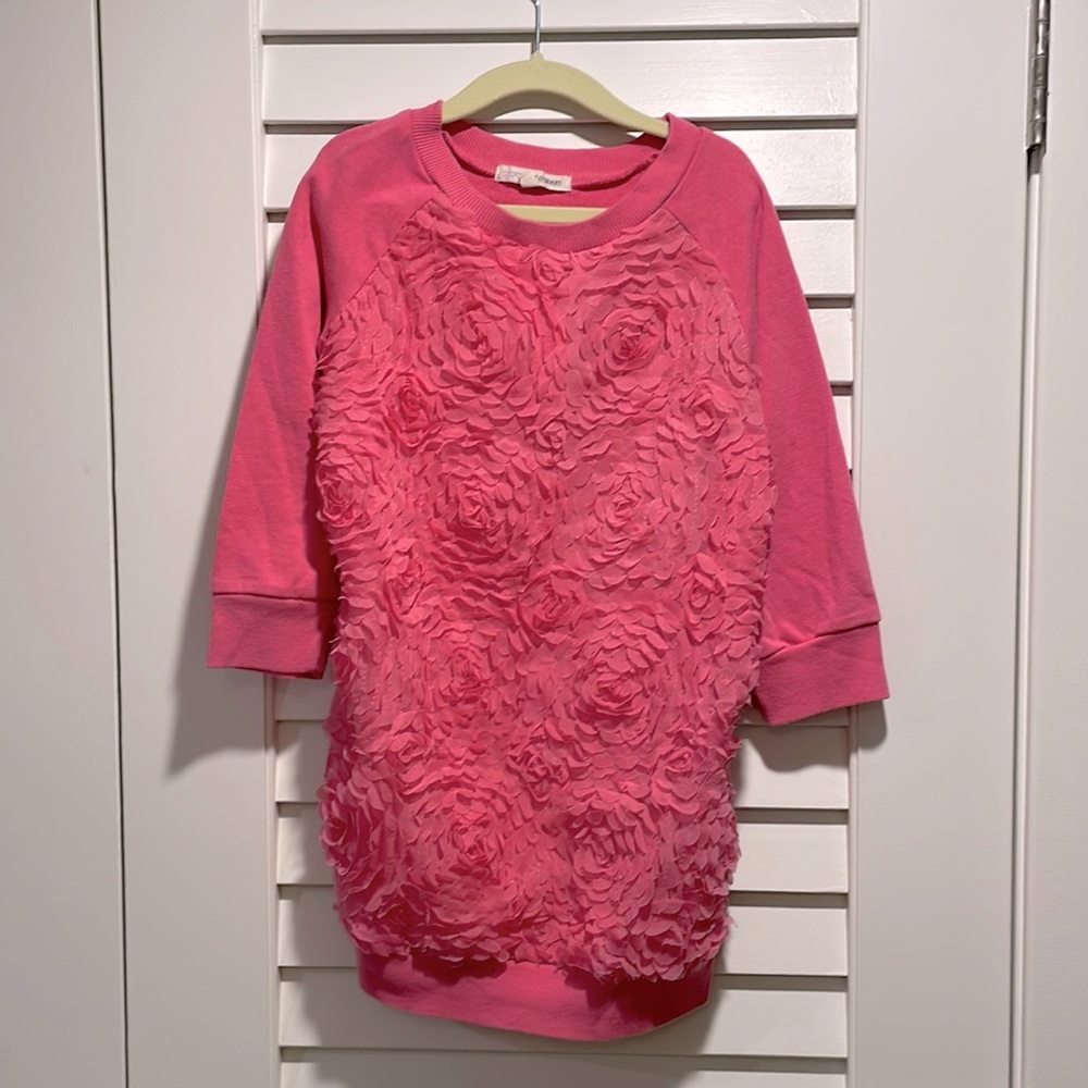 Self Esteem Girls 8 Pink Long Lightweight Sweatshirt 3/4 sleeve